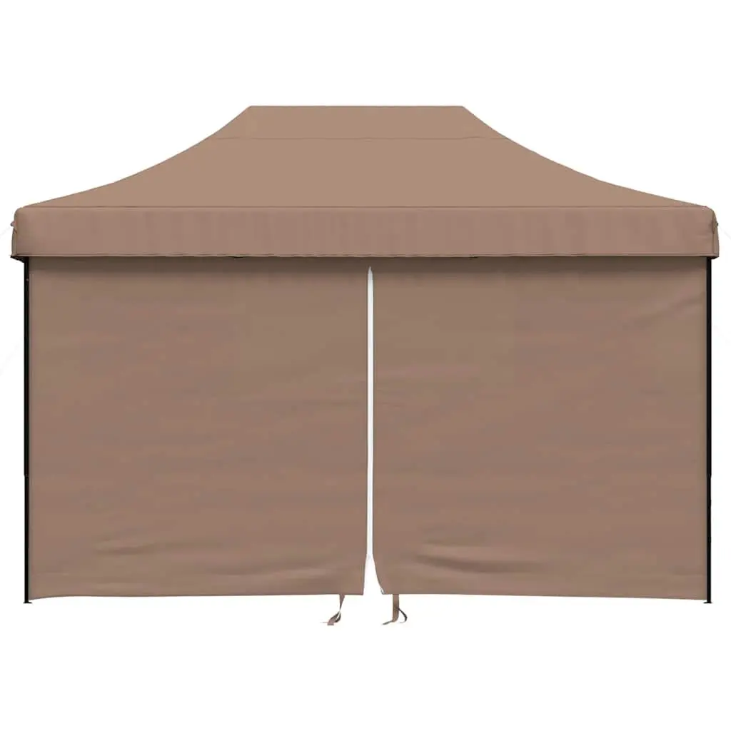 Foldable Pop-Up Party Tent with 4 Sidewalls Brown Outdoor Gazebo Event Marquee