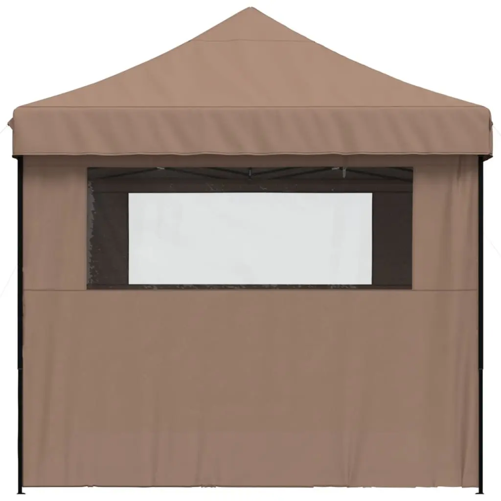Foldable Pop-Up Party Tent with 4 Sidewalls Brown Outdoor Gazebo Event Marquee