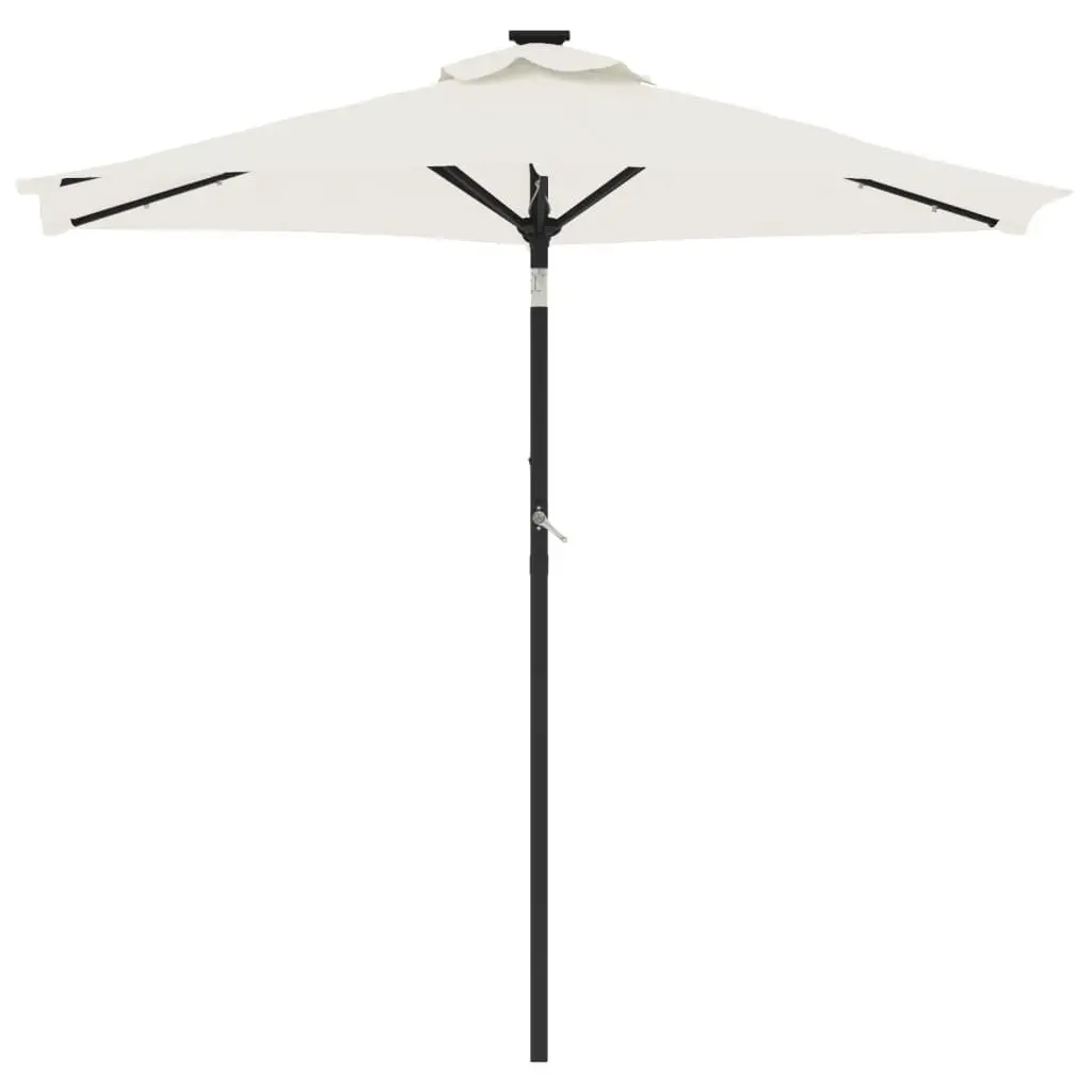 Garden Parasol White 225x225cm Crank Tilt with LED Lights