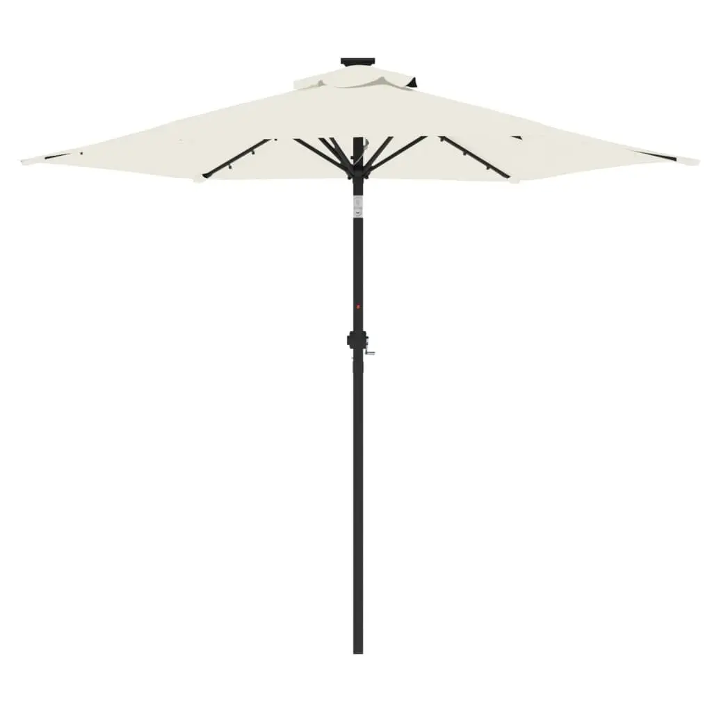 Garden Parasol White 225x225cm Crank Tilt with LED Lights