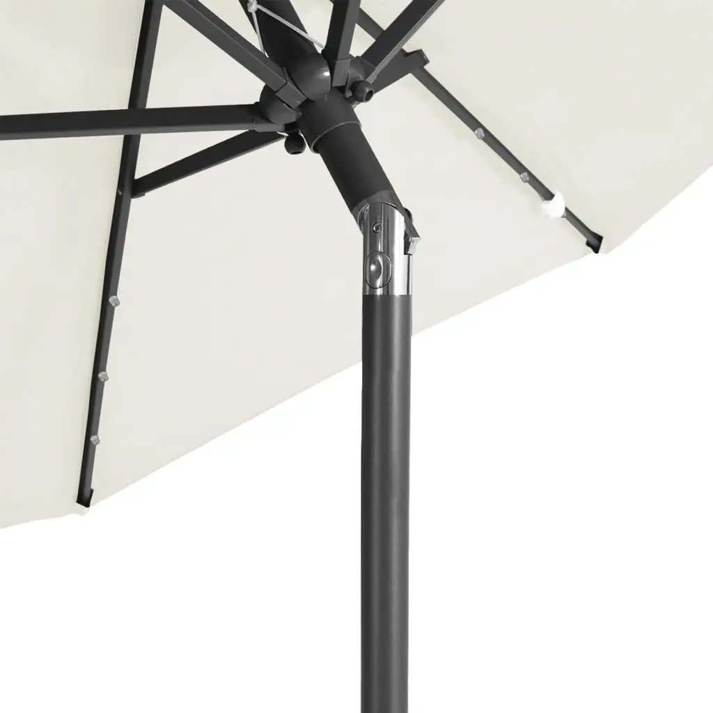 Garden Parasol White 225x225cm Crank Tilt with LED Lights