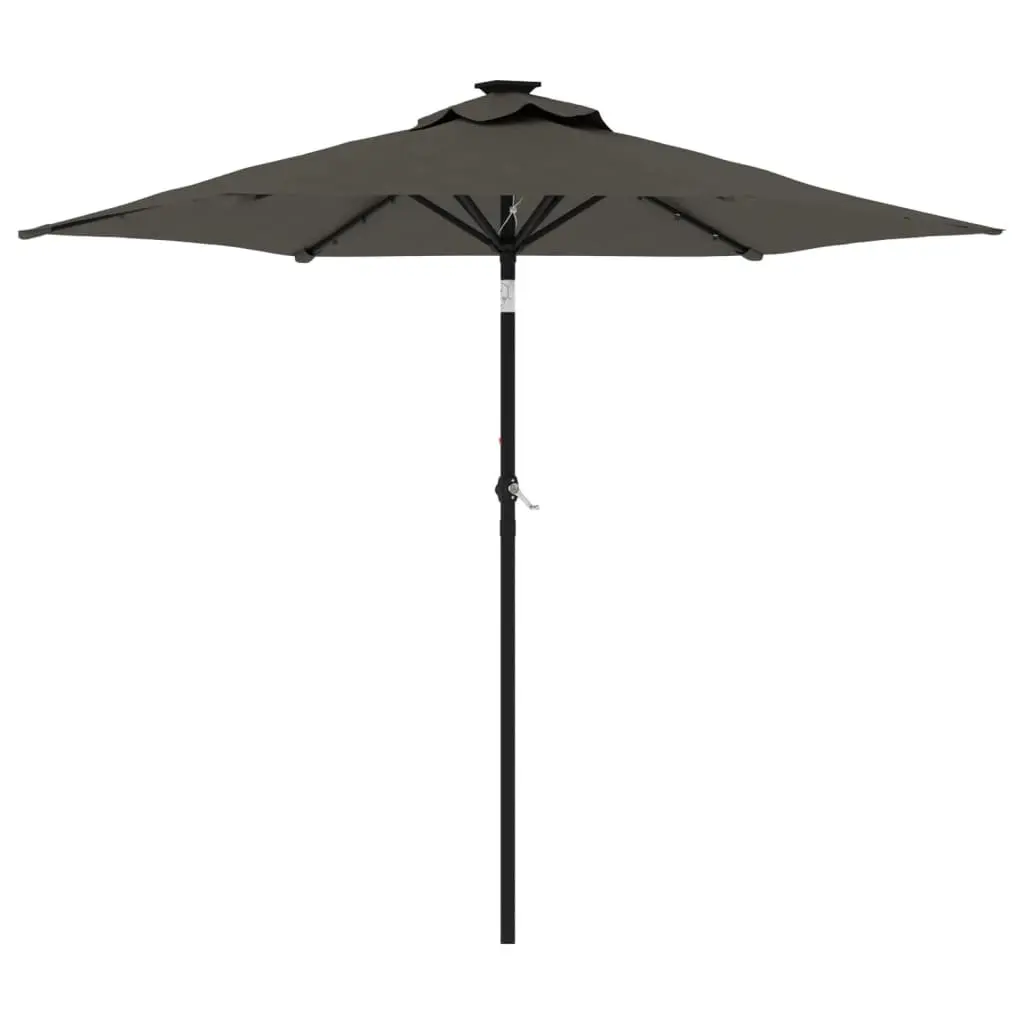 Garden Parasol Anthracite 225x225x212cm with LED Lights and Steel Pole