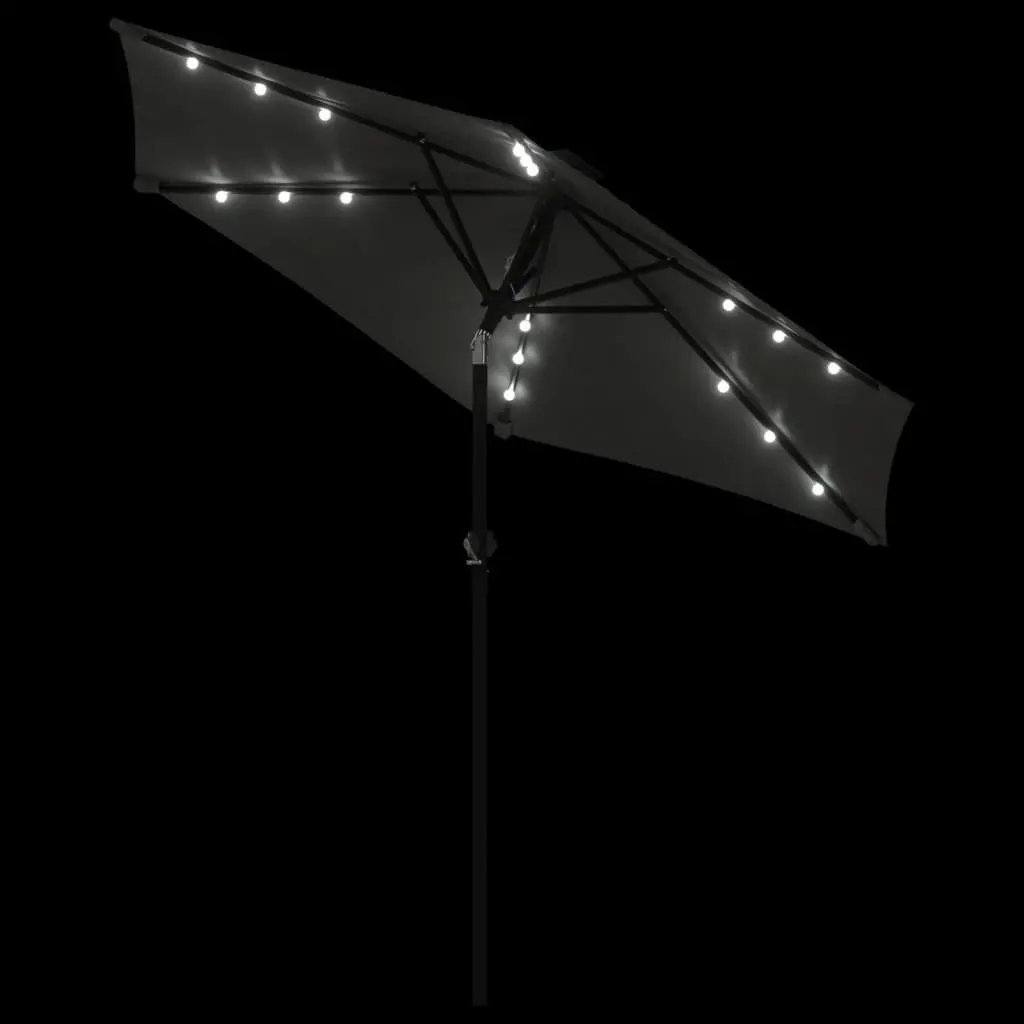 Garden Parasol Anthracite 225x225x212cm with LED Lights and Steel Pole