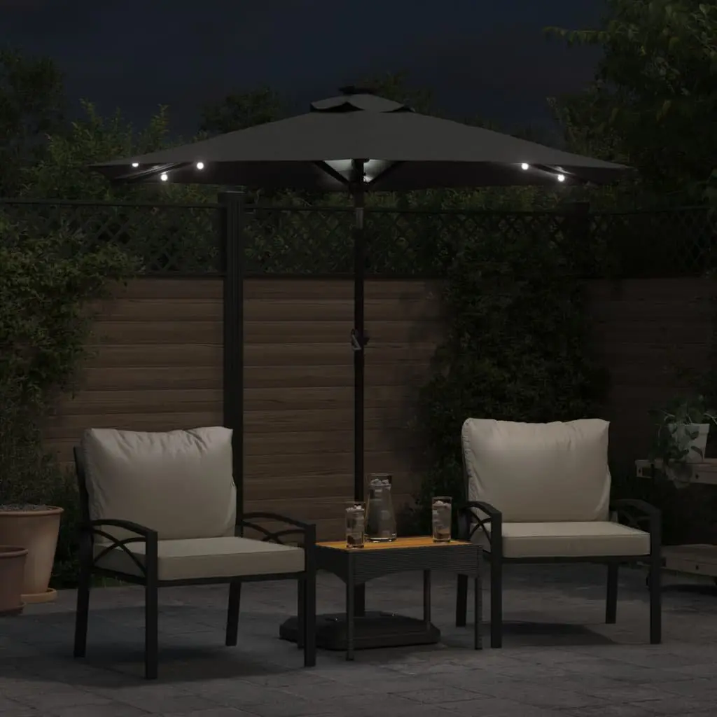 Garden Parasol Anthracite 225x225x212cm with LED Lights and Steel Pole