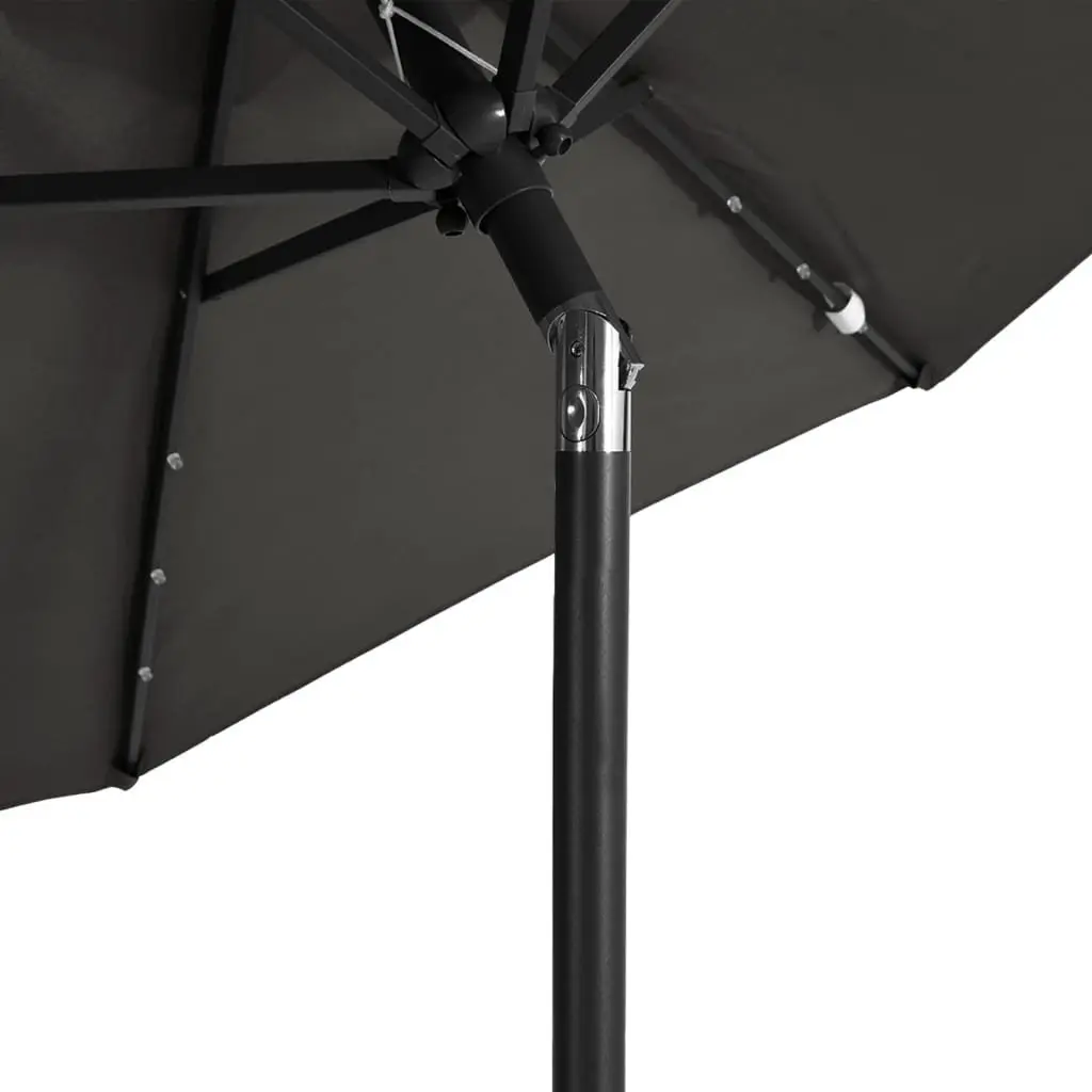Garden Parasol Anthracite 225x225x212cm with LED Lights and Steel Pole