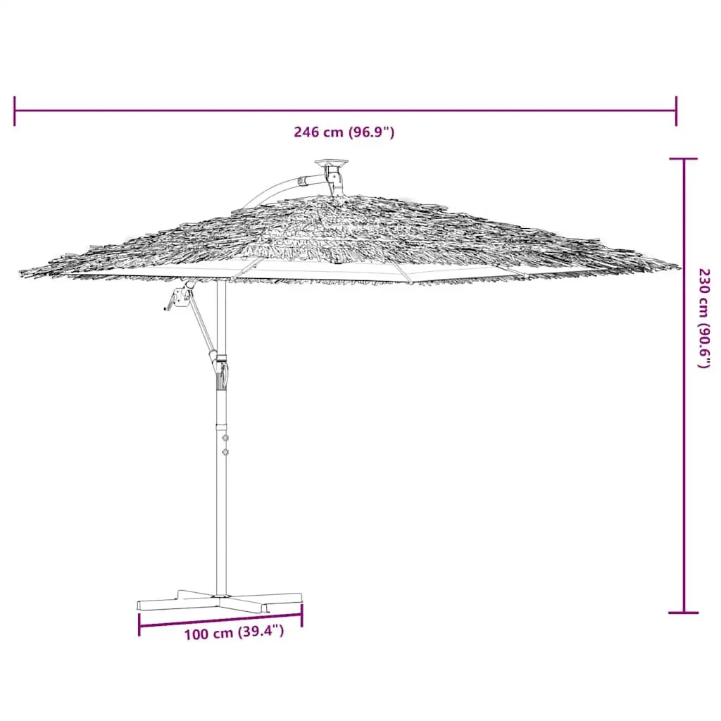 Garden Parasol Brown 246x246x230cm Outdoor Sun Shade Umbrella Crank Mechanism