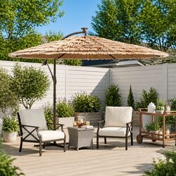 Brown Garden Parasol with Easy Crank Operation