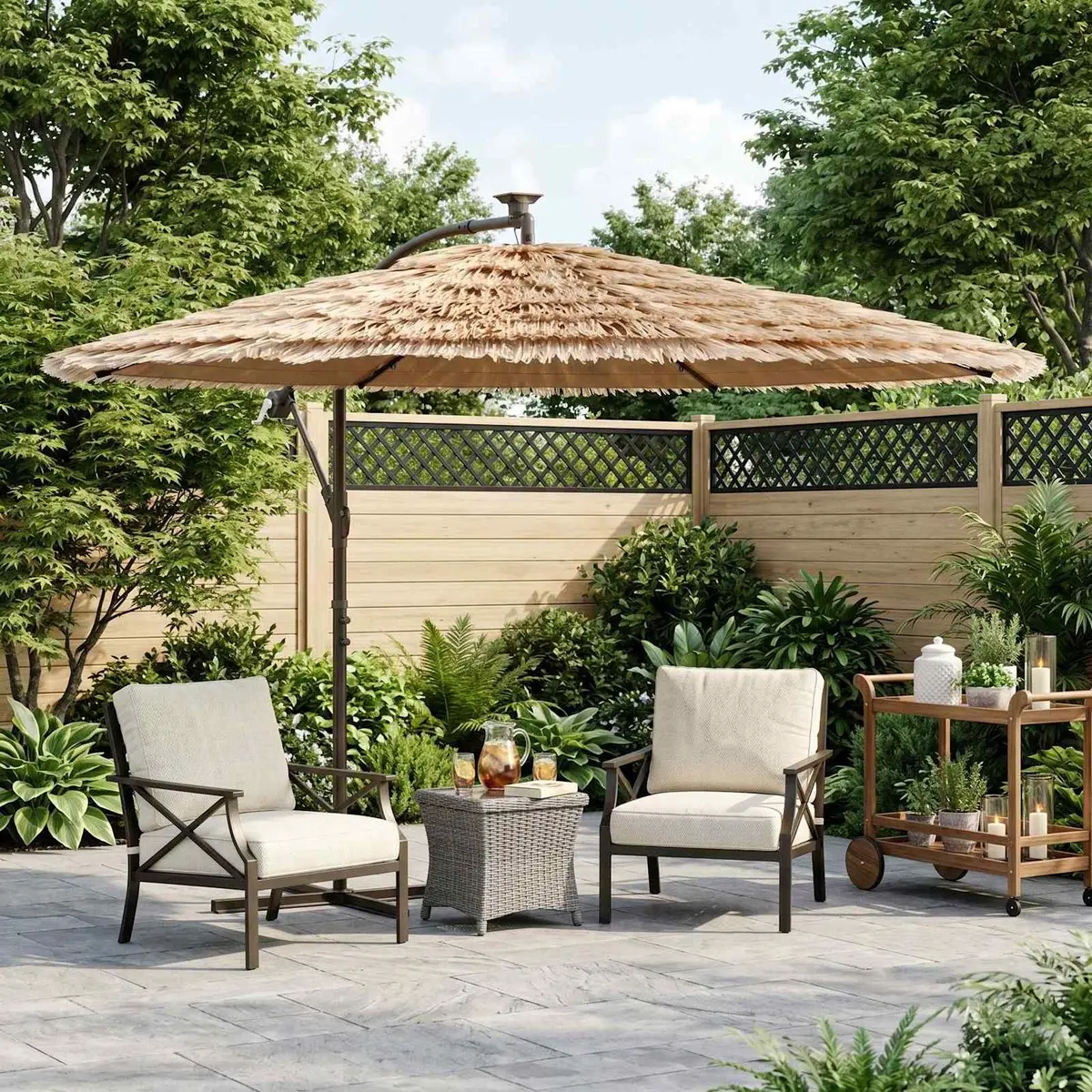Garden Parasol Brown 269cm Crank Outdoor Umbrella Sun Shade