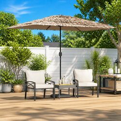 Brown Garden Parasol Crank Umbrella 300x200cm