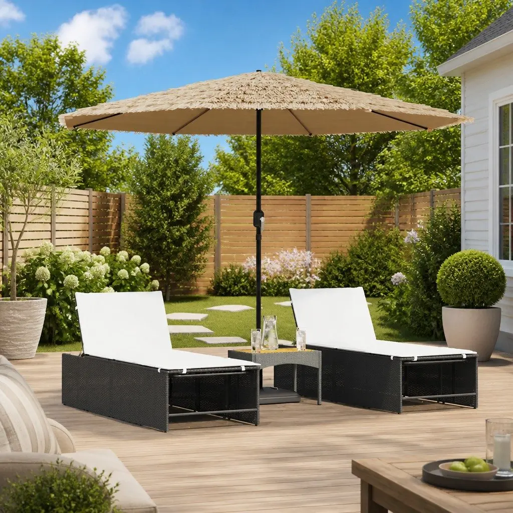 Garden Parasol Brown 324x324x247cm Crank Mechanism Steel Pole