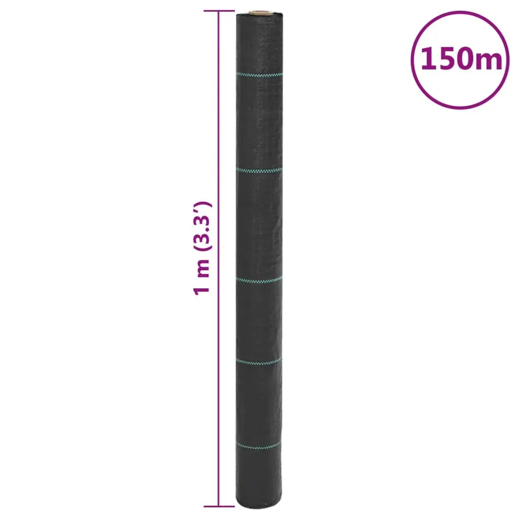 Landscape Fabric Black 1x150m Durable Weed Control Mat UV Stabilised Polypropylene for Gardens and Outdoor Areas
