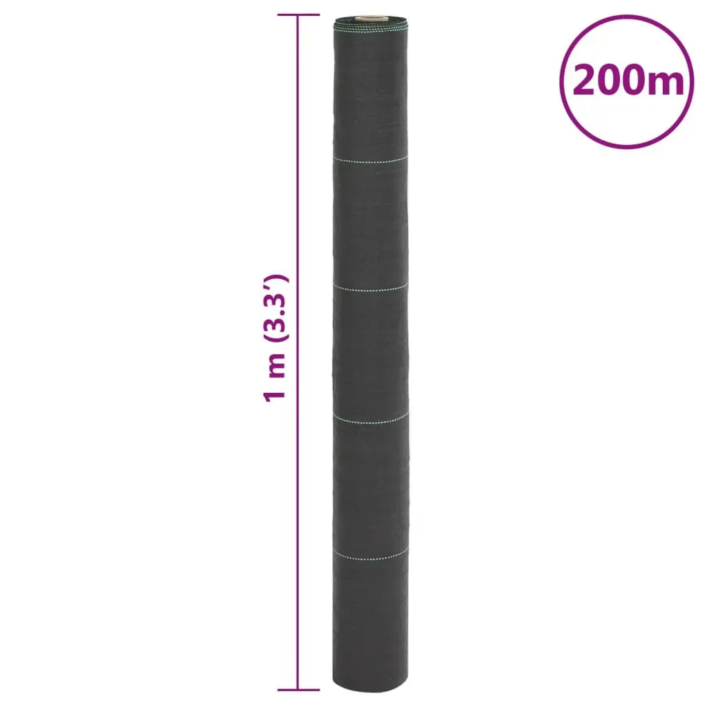 Weed Control Membrane Fabric Black 1x200m Durable UV Stabilised Polypropylene for Landscape Garden Lawn