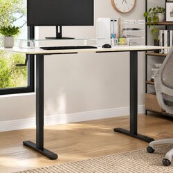 Standing Desk Frame Adjustable Height Black Steel Office Workstation Riser
