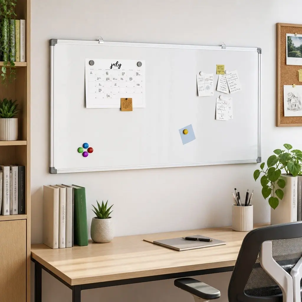 Magnetic Whiteboard White 60x30cm Wall-Mounted Smooth Surface Aluminium Frame