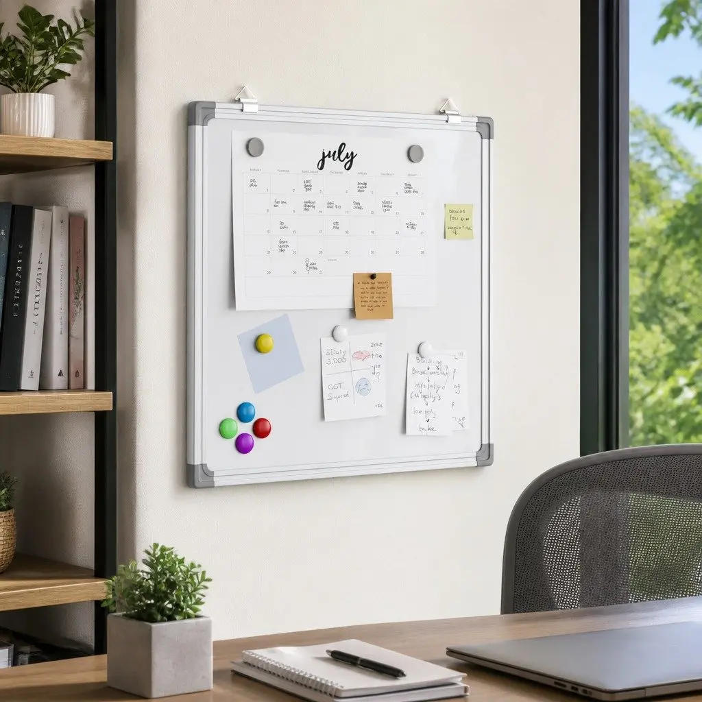 Magnetic Whiteboard White 40x40 cm Wall Mount Display Board Smooth Lacquer Coated Surface
