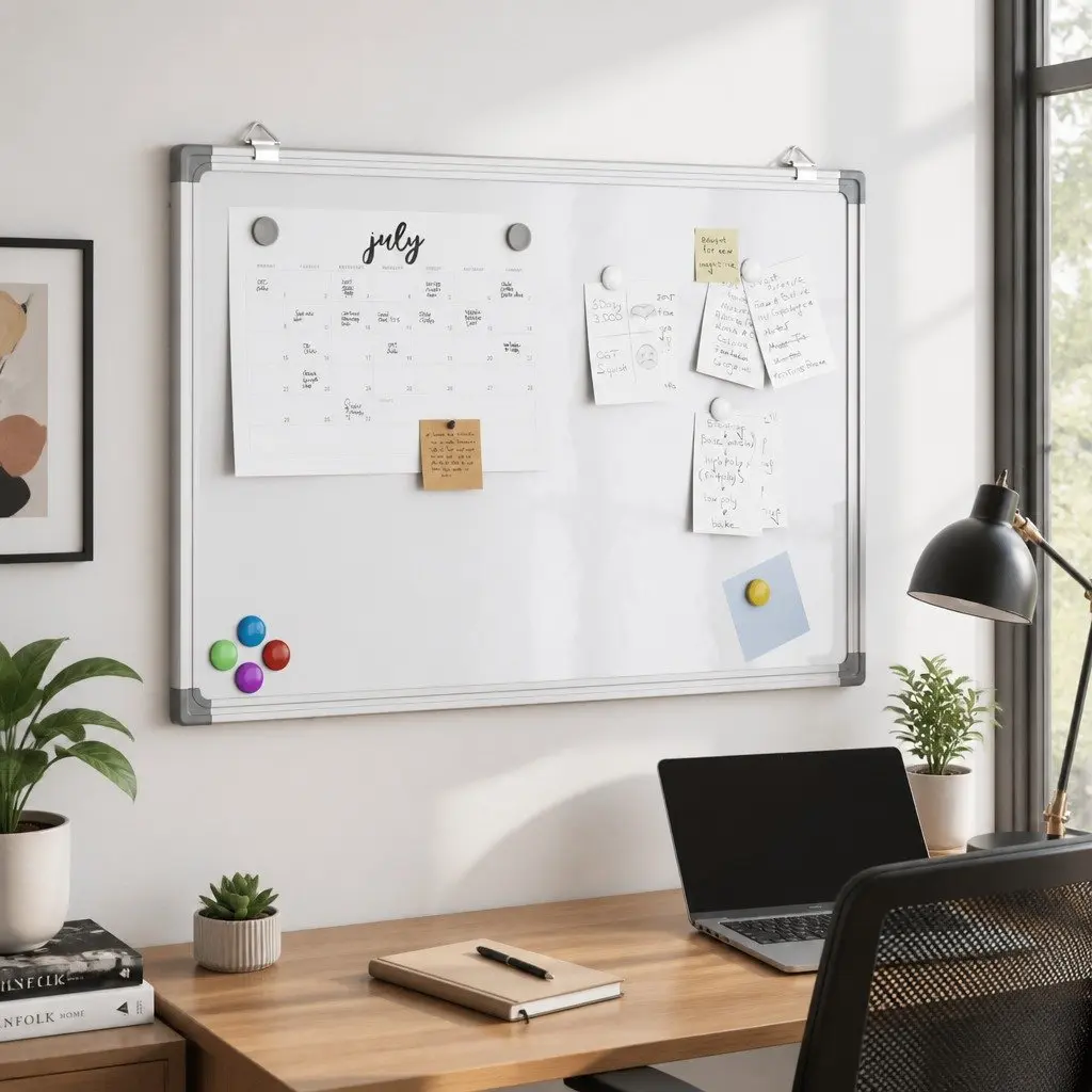 Magnetic Whiteboard White 60x40cm Smooth Surface Wall Mount Display Board for Office Home Presentation