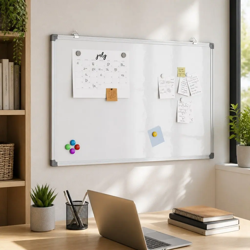 Magnetic Whiteboard White 80x50cm Smooth Lacquer-Coated Surface Wall Mount Display Board