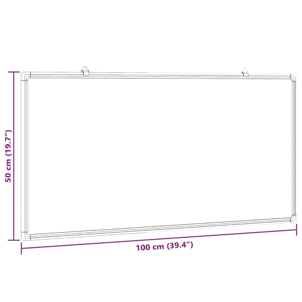 Magnetic Whiteboard White 100x50cm Smooth Lacquer Coated Surface Wall Mount for Office Home School Presentation Display