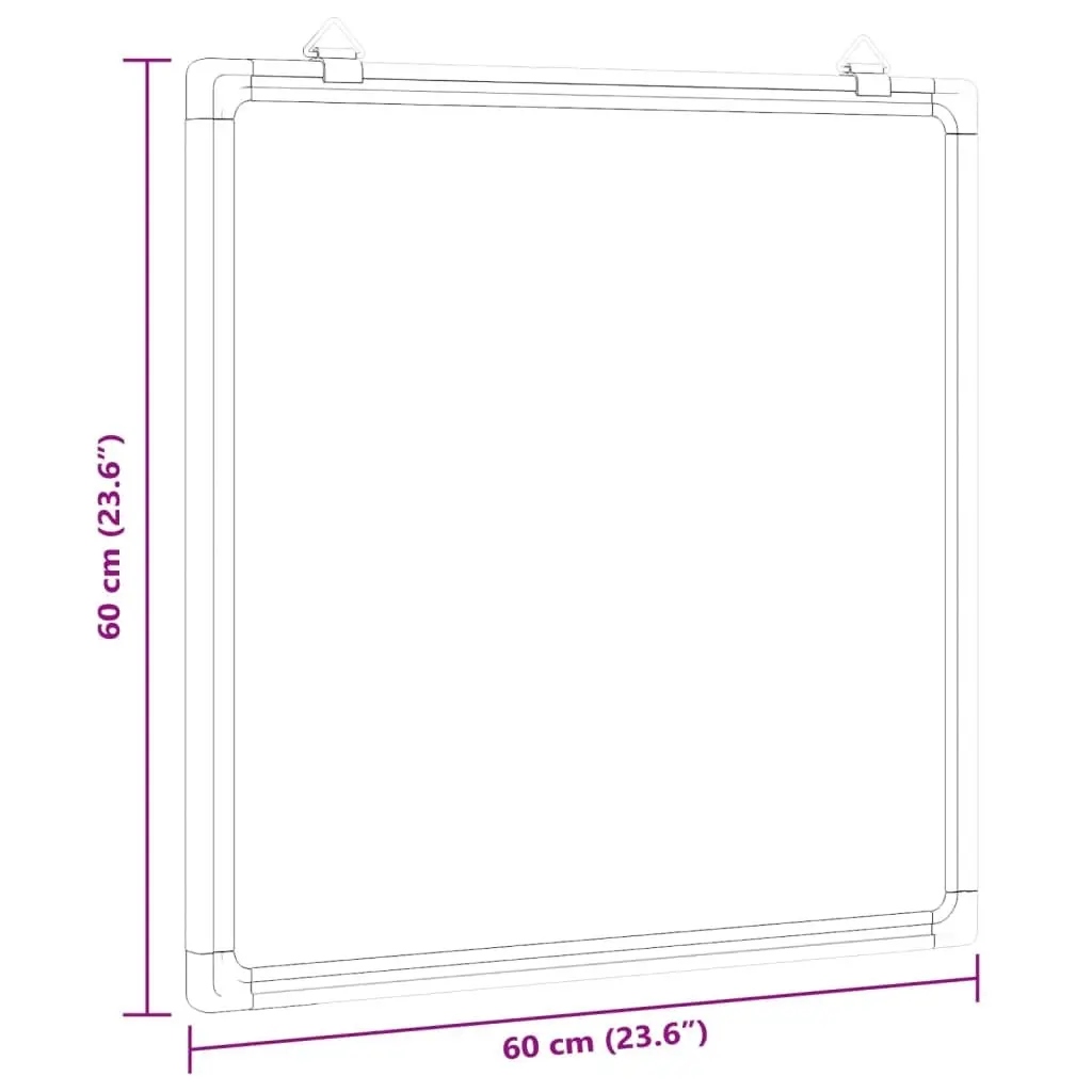 Magnetic Whiteboard White 60x60cm Smooth Lacquer-Coated Surface Wall Mount for Office Home Display