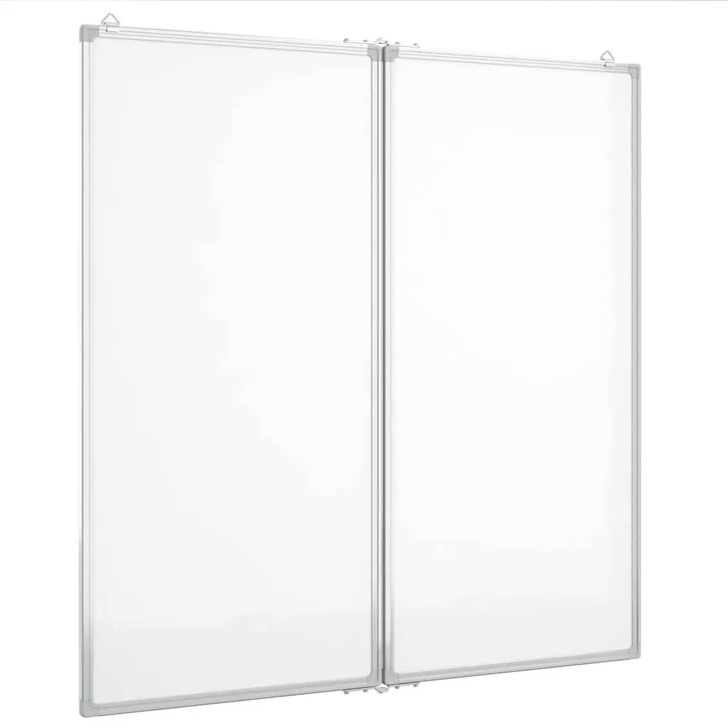 Magnetic Whiteboard Foldable Two Panel Display Board White 80 x 80 cm Smooth Lacquer-Coated Surface