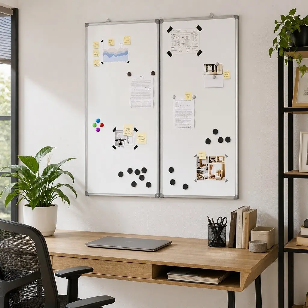 Magnetic Foldable Whiteboard White 100cm Smooth Surface for Office Home School Presentation