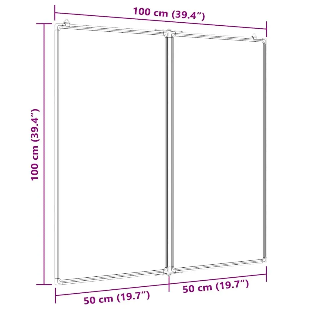 Magnetic Foldable Whiteboard White 100cm Smooth Surface for Office Home School Presentation
