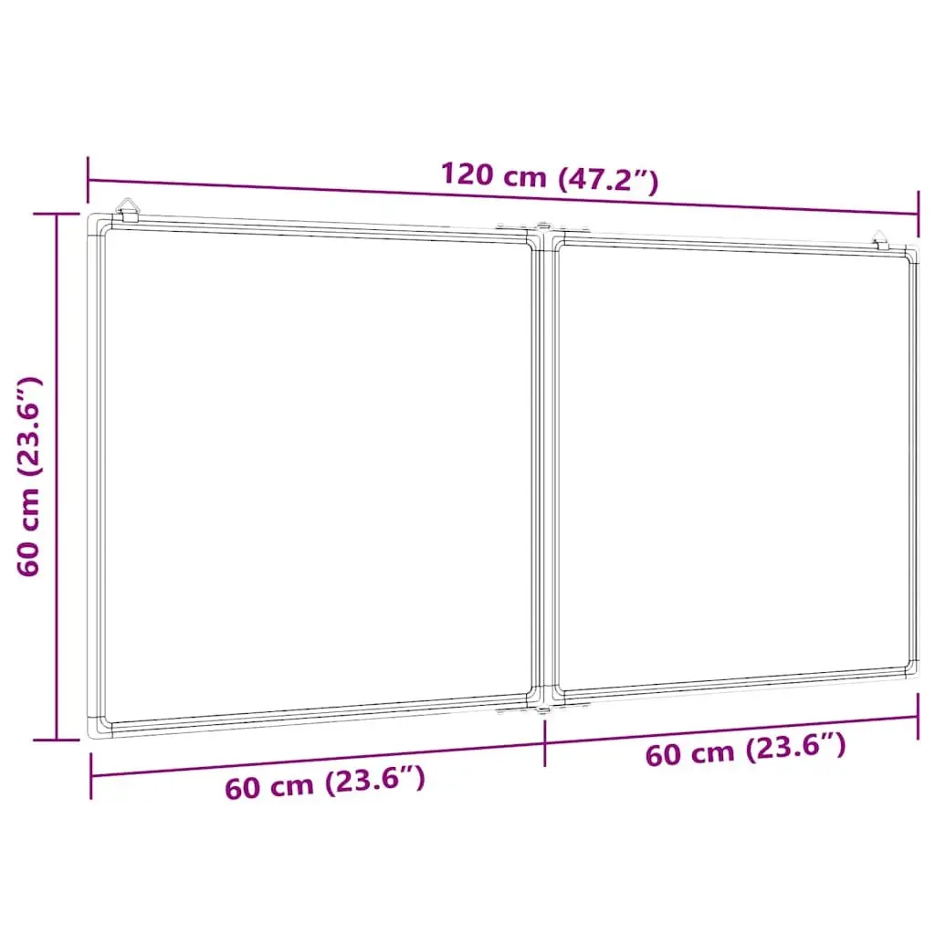Magnetic Whiteboard White Foldable Two Panel Display Board Lacquer Coated Surface