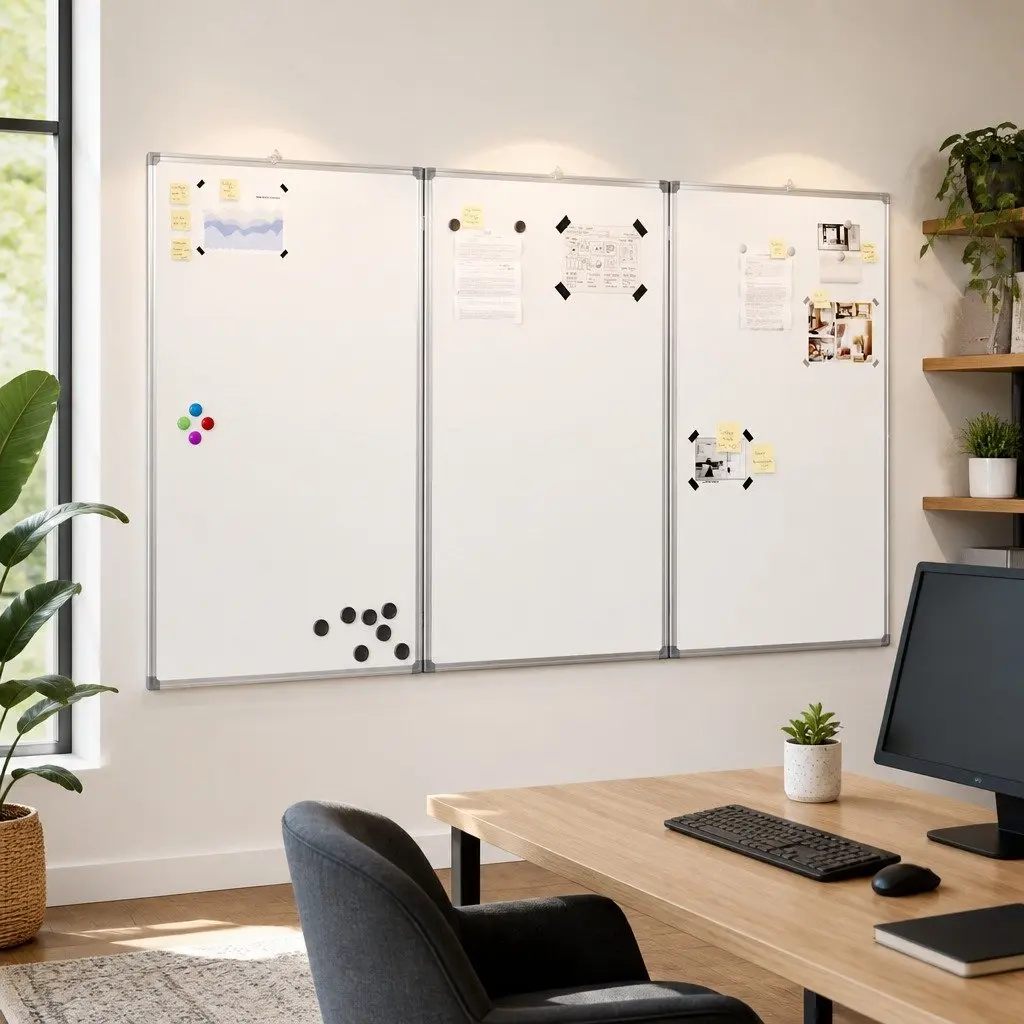 Magnetic Foldable Whiteboard White 120x80cm Smooth Lacquer-Coated Surface