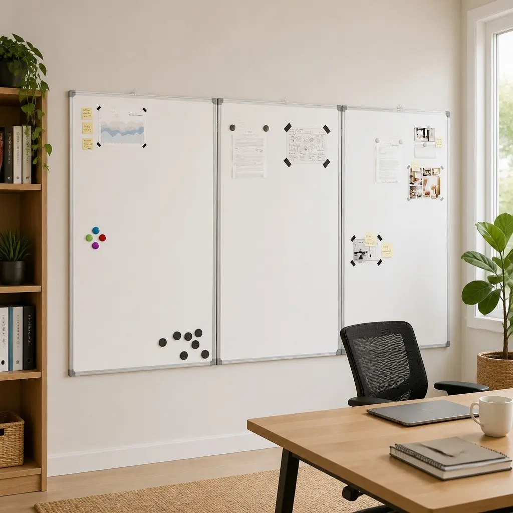 Magnetic Whiteboard White Foldable Two Panel Presentation Display Board
