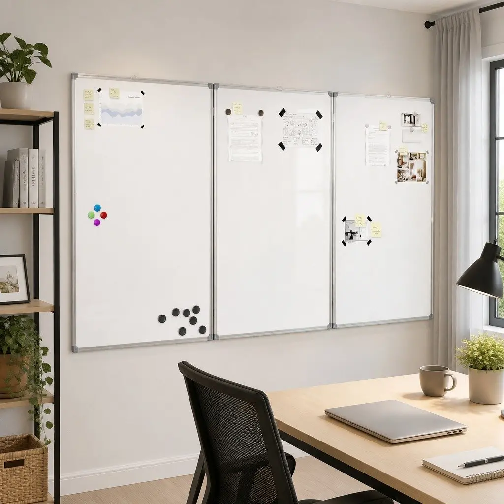 Magnetic Whiteboard White 180x80 cm Foldable Two-Panel Display Board for Office Home Memo
