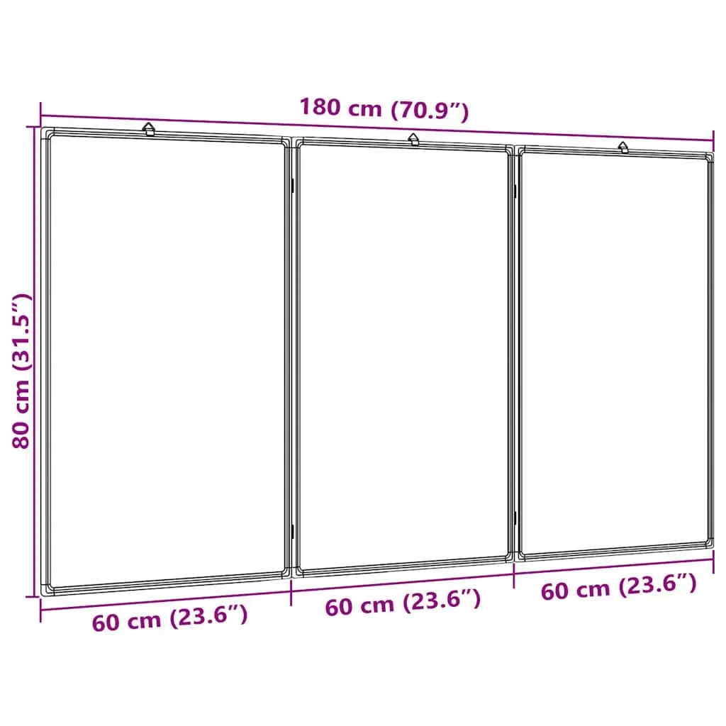 Magnetic Whiteboard White 180x80 cm Foldable Two-Panel Display Board for Office Home Memo