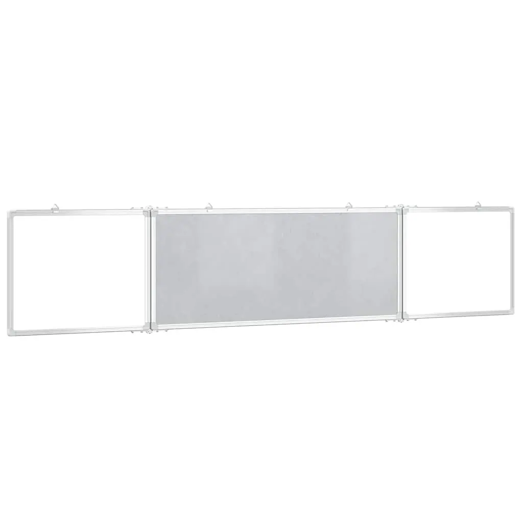 Foldable Magnetic Whiteboard 200x40cm Lacquer-Coated Surface Two Hinged Panels