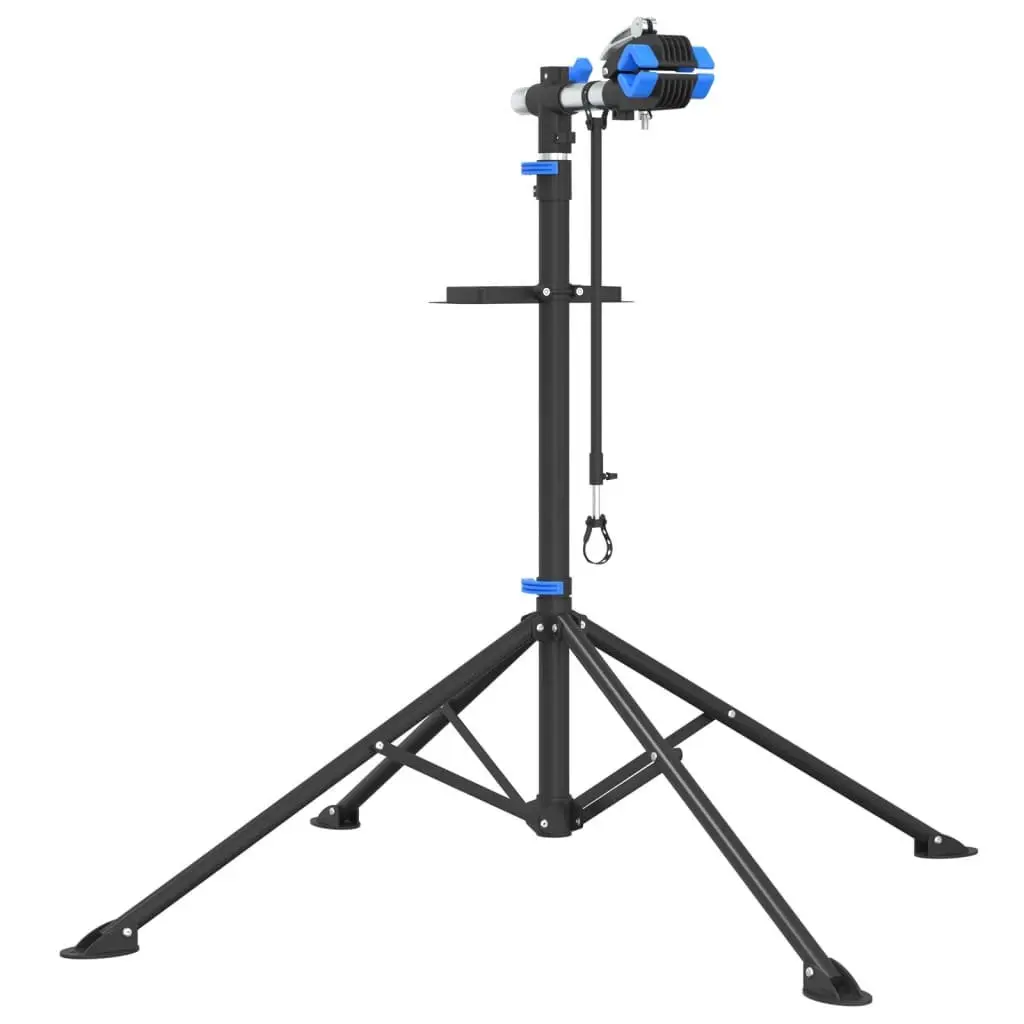 Bike Repair Stand Blue Adjustable Height 108-188cm Foldable Steel 360 Degree Rotatable Clamping Jaws
