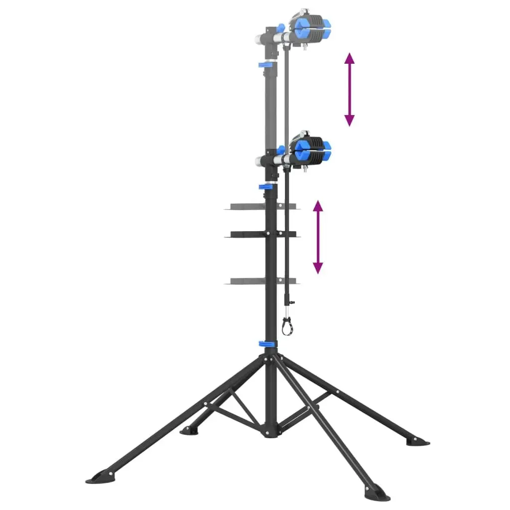Bike Repair Stand Blue Adjustable Height 108-188cm Foldable Steel 360 Degree Rotatable Clamping Jaws
