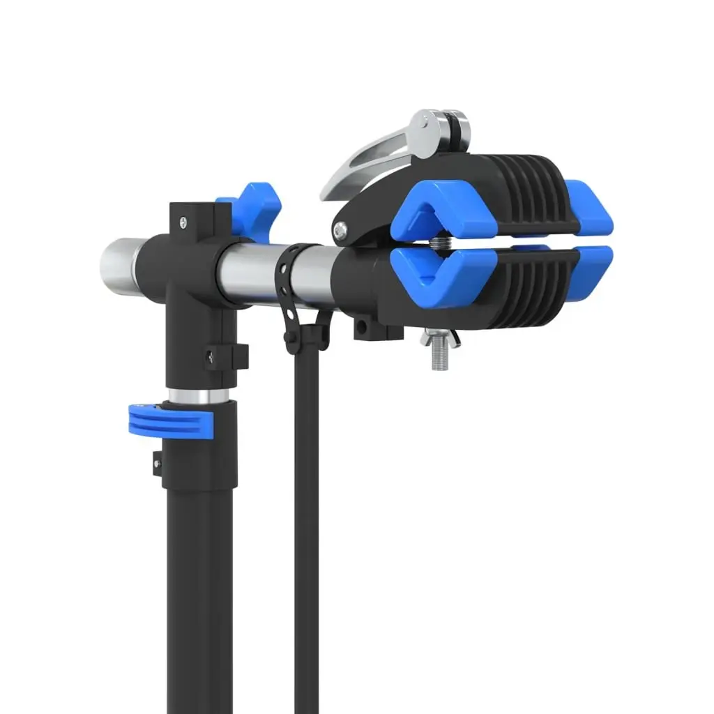 Bike Repair Stand Blue Adjustable Height 108-188cm Foldable Steel 360 Degree Rotatable Clamping Jaws