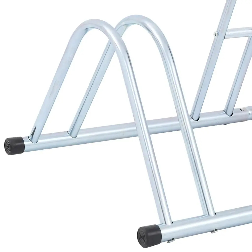 Bicycle Stand Silver 4 Bikes Freestanding Wheel Rack Outdoor