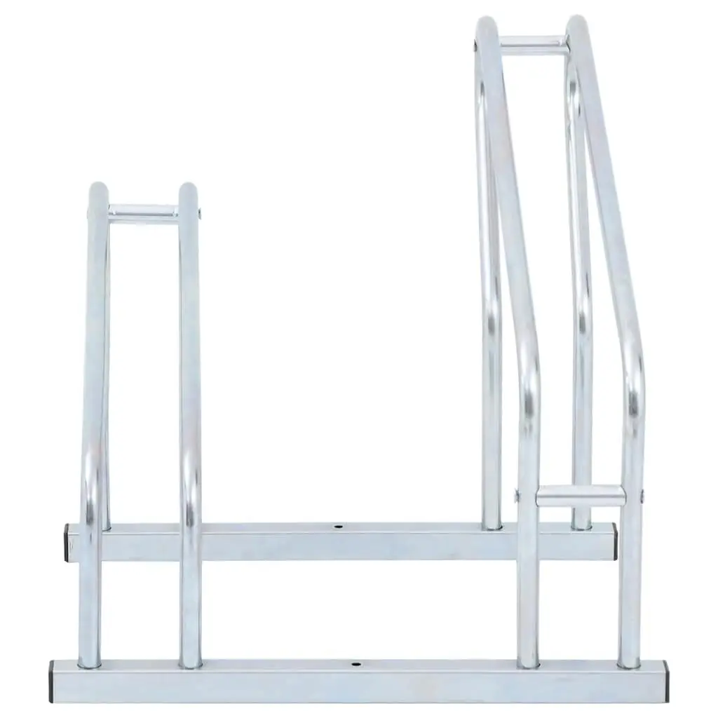 Bicycle Stand for 2 Bikes Floor Freestanding Silver Storage Rack Outdoor Indoor