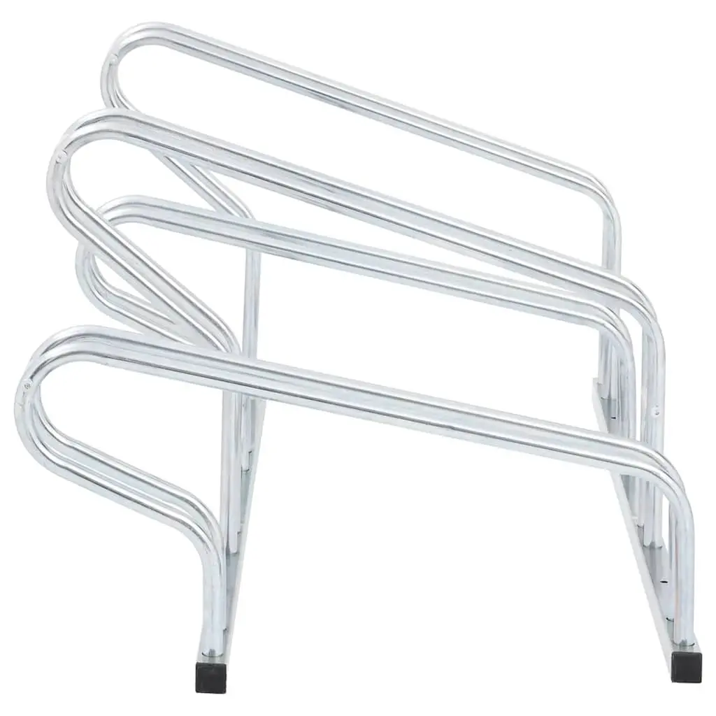 Bicycle Stand 4 Bikes Floor Freestanding Storage Rack Galvanised Steel Silver