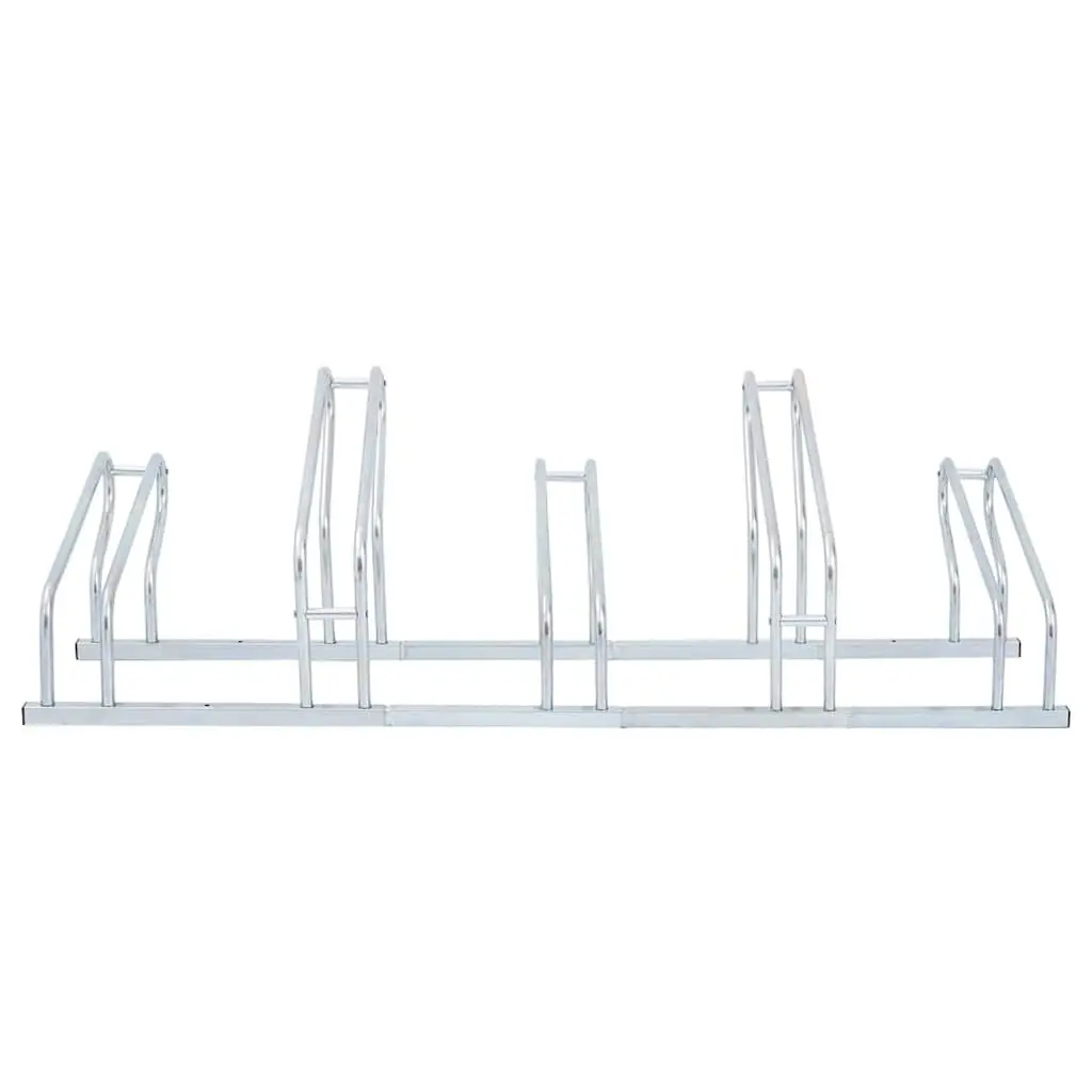 Bicycle Stand Silver Freestanding 5 Bikes Storage Galvanised Steel Rack