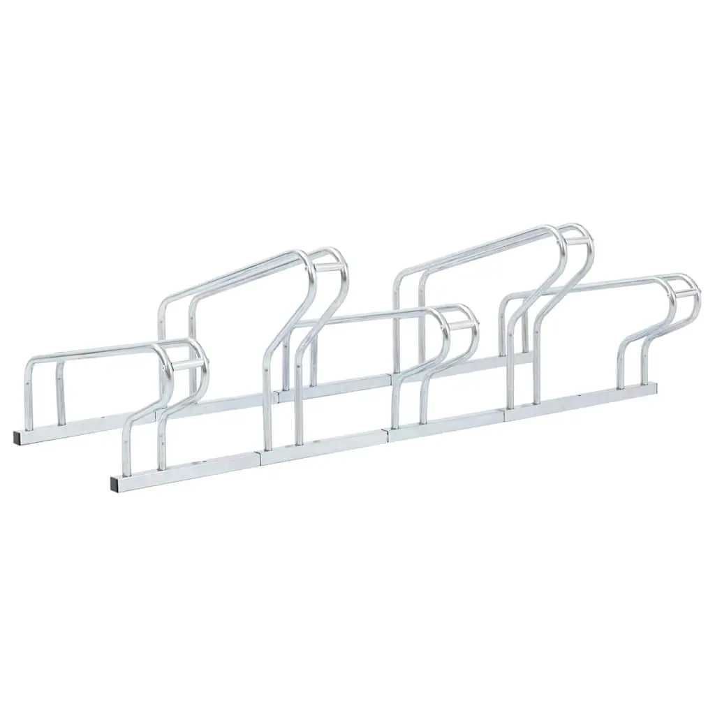 Bicycle Stand Silver Freestanding 5 Bikes Storage Galvanised Steel Rack