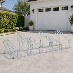 Bicycle Storage Rack for 6 Bikes in Silver
