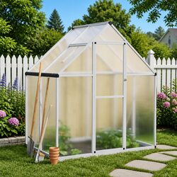 Compact Silver Greenhouse with Base Frame 169x114x195 cm
