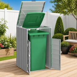 Compact Grey Wheelie Bin Storage 72x81x115cm