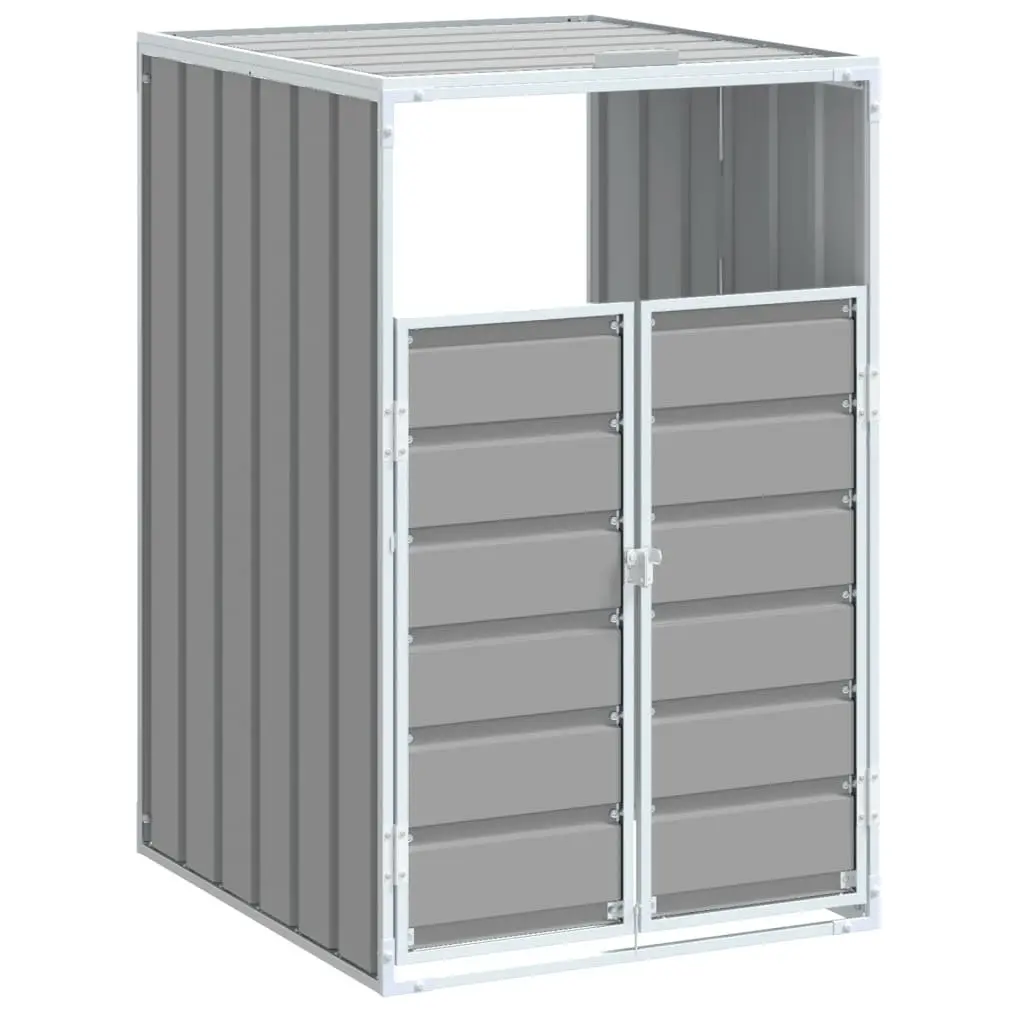 Wheelie Bin Storage Shed Grey Single 72x81x115cm Powder-coated Steel Durable Weather Resistant