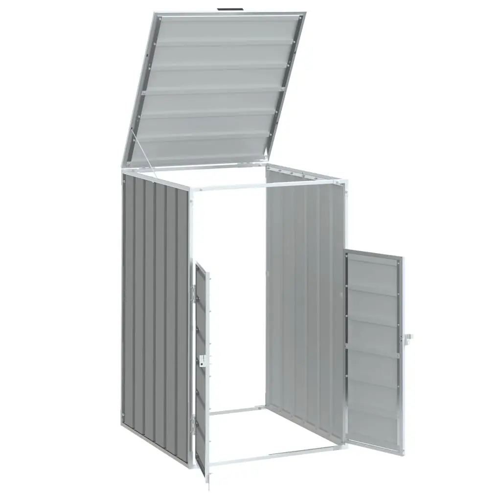 Wheelie Bin Storage Shed Grey Single 72x81x115cm Powder-coated Steel Durable Weather Resistant
