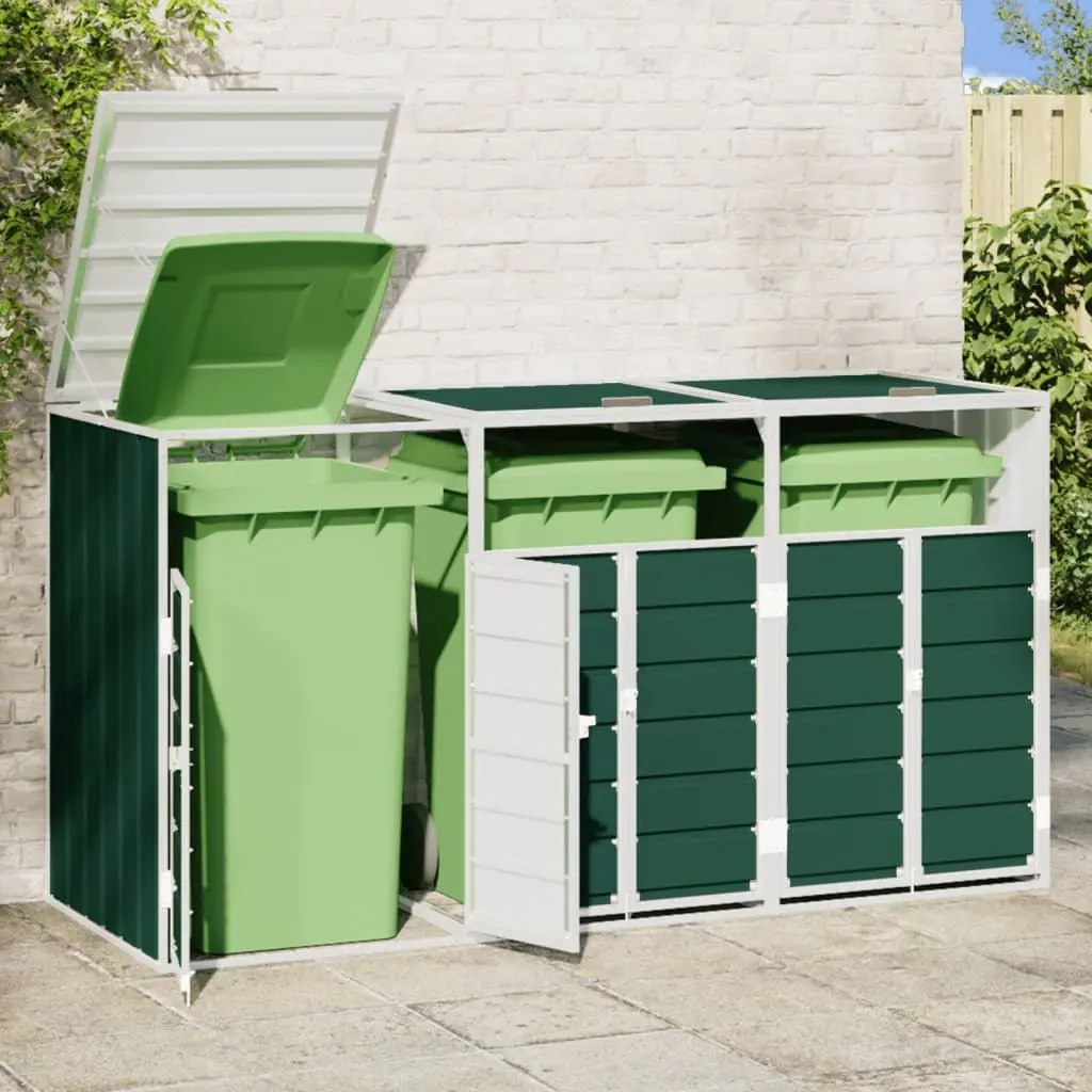 Wheelie Bin Storage Green Triple Bins Enclosure Outdoor Garden Waste