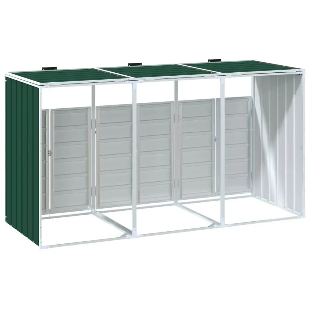 Wheelie Bin Storage Green Triple Bins Enclosure Outdoor Garden Waste