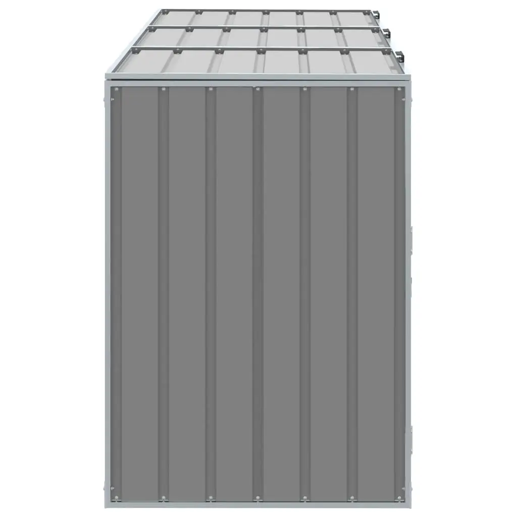Triple Bin Storage Enclosure Grey Outdoor Waste Container with Powder Coated Steel and Ventilation Panels