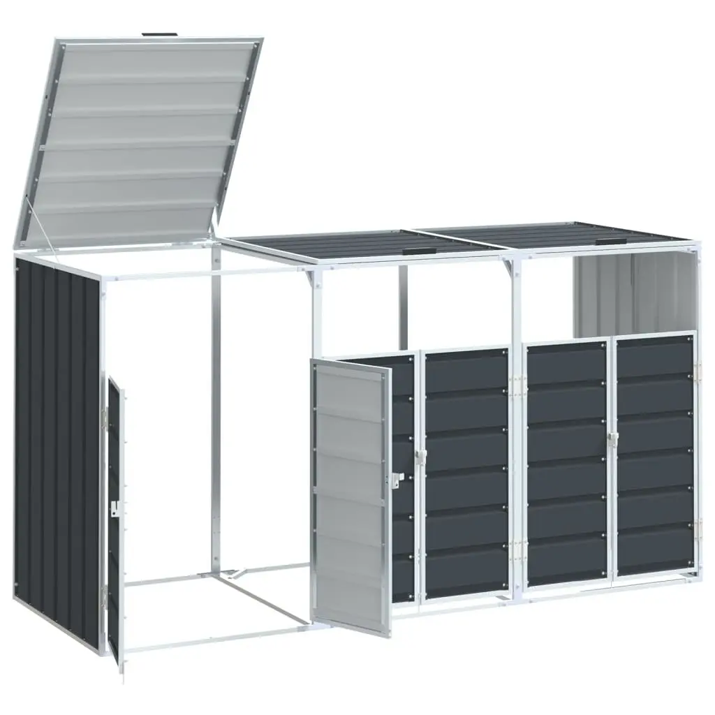 Wheelie Bin Storage Anthracite Triple Bins 216x81x115 cm Powder-Coated Steel Garden