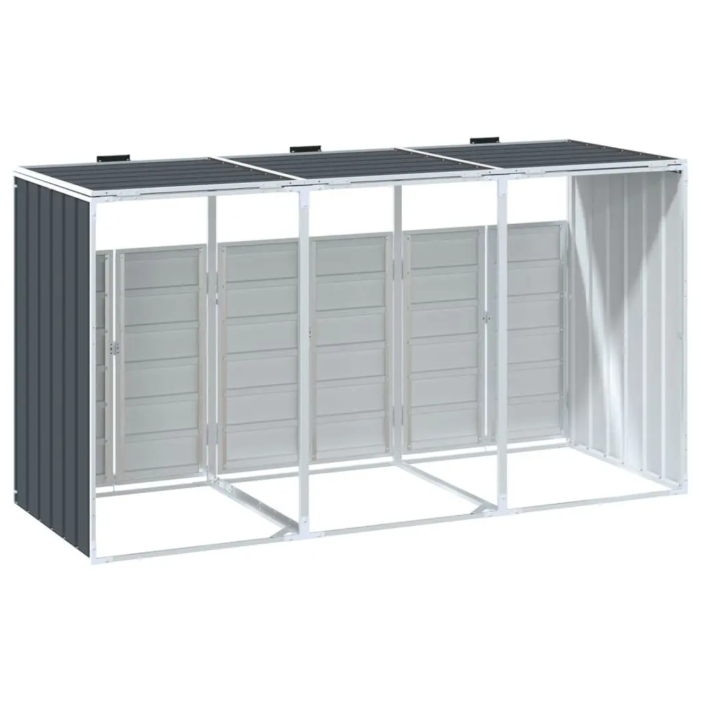 Wheelie Bin Storage Anthracite Triple Bins 216x81x115 cm Powder-Coated Steel Garden